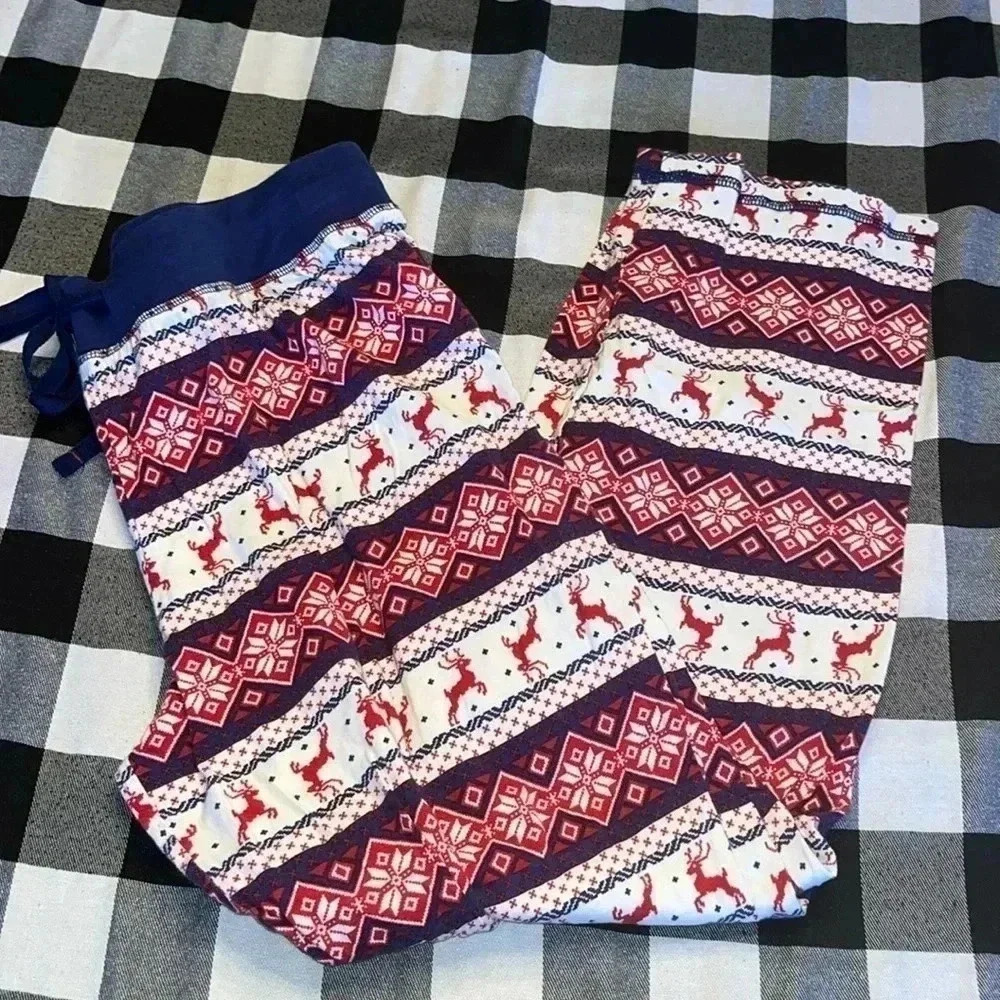 Lanz of Salzburg pajama pants fair isle reindeer Nordic pattern